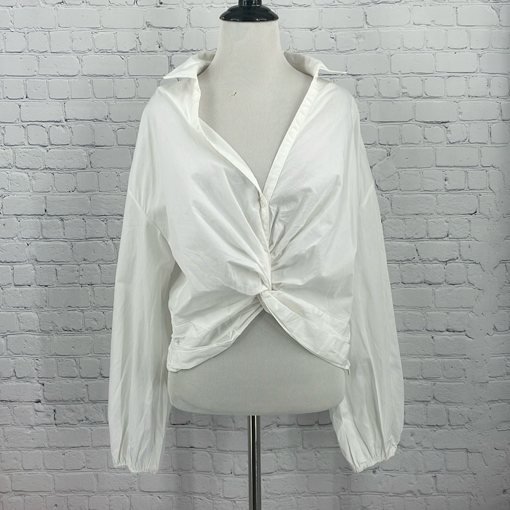 Sundays in Brooklyn XL white Anthropologie 100% Cotton Coastal cropped NWT